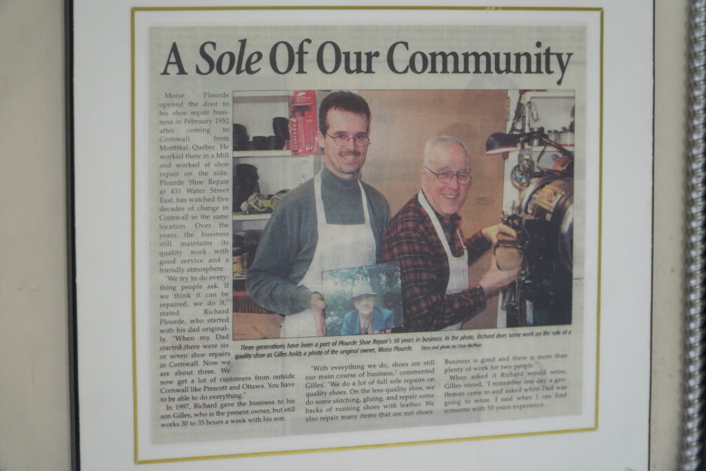 Article de presse cordonnerie Plourde
