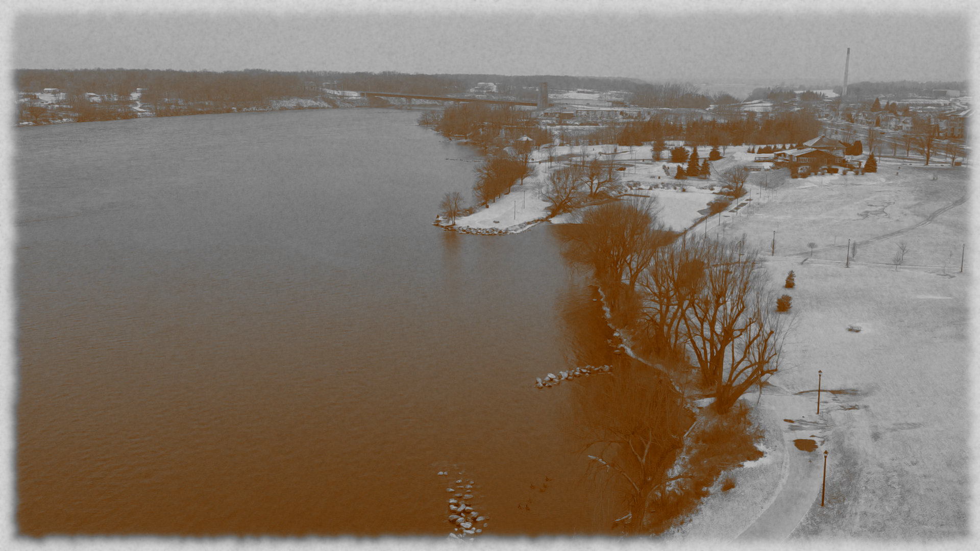 Cornwall - Fleuve Saint-Laurent sépia